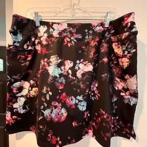 Floral Black Tennis Skirt